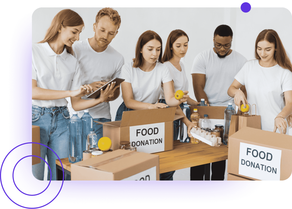 A group of volunteers working together on a community project